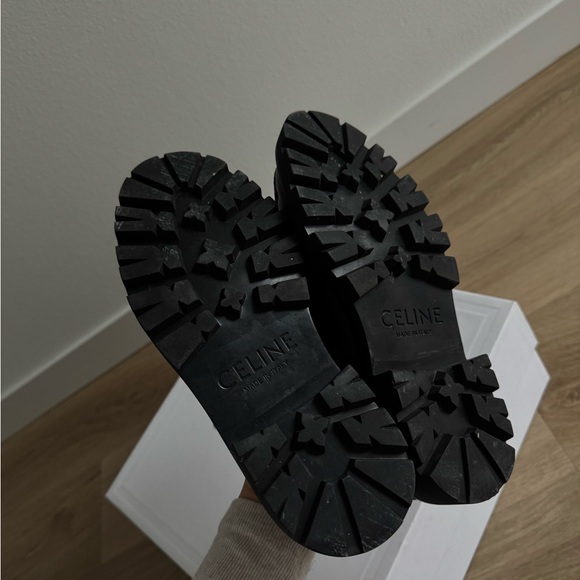 Celine Dark Brown Leather Kiltie Loafers with Gold Chain - Picture 9 of 9